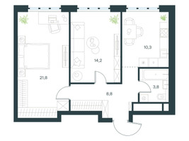 Планировка двухкомнатной(квартира) площадью 58.9 квадратных метров в “ЖК Level Южнопортовая”