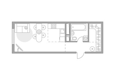 Планировка студии(квартира) площадью 26.18 квадратных метров в ЖК “ЖК Аникеевский”