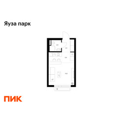 Планировка студии(квартира) площадью 22.9 квадратных метров в ЖК “ЖК Яуза Парк (Мытищи)”