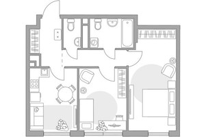 Планировка двухкомнатной(квартира) площадью 51.47 квадратных метров в “ЖК Нижегородская от Гранель”