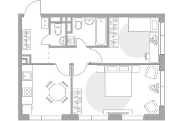 Планировка двухкомнатной(квартира) площадью 49.98 квадратных метров в ЖК “ЖК Нижегородская от Гранель”