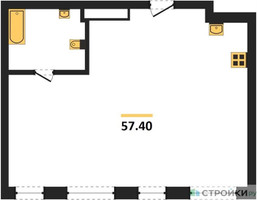 Планировка однокомнатной(квартира) площадью 57.4 квадратных метров в “ЖК Зорге 9”