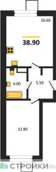 Планировка однокомнатной(квартира) площадью 38.9 квадратных метров в ЖК “ЖК Лесная Отрада”