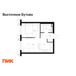 Планировка однокомнатной(квартира) площадью 34.1 квадратных метров в ЖК “ЖК Восточное Бутово”