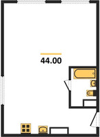 Планировка трехкомнатной(квартира) площадью 44 квадратных метров в “ЖК Каштановая роща”