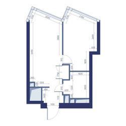 Планировка однокомнатной(квартира) площадью 42.7 квадратных метров в ЖК “ЖК ХАЙДАУТ”