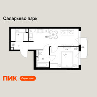 Планировка однокомнатной(квартира) площадью 37.1 квадратных метров в “ЖК Саларьево парк”