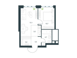 Планировка двухкомнатной(квартира) площадью 38.2 квадратных метров в “ЖК Level Южнопортовая”