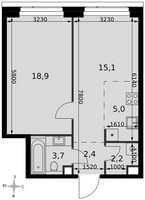 Планировка двухкомнатной(квартира) площадью 47.3 квадратных метров в “ЖК Амбер Сити”