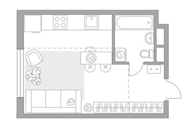 Планировка студии(квартира) площадью 28.66 квадратных метров в ЖК “ЖК Притяжение Сити”