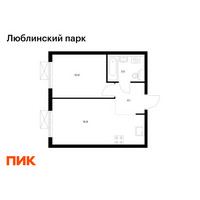 Планировка однокомнатной(квартира) площадью 35.3 квадратных метров в “ЖК Люблинский парк”