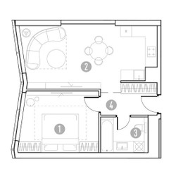 Планировка однокомнатной(квартира) площадью 48.92 квадратных метров в ЖК “УНО Горбунова”