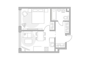 Планировка однокомнатной(квартира) площадью 39.23 квадратных метров в “ЖК Мневники от Гранель”