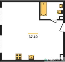 Планировка однокомнатной(квартира) площадью 37.3 квадратных метров в “Жилой квартал Новое Медведково”