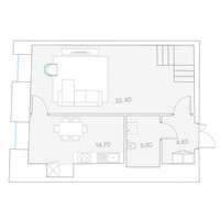 Планировка трехкомнатной(квартира) площадью 134.1 квадратных метров в “Клубный дом Дуо”