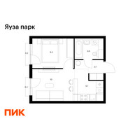 Планировка однокомнатной(квартира) площадью 32.1 квадратных метров в “ЖК Яуза Парк (Мытищи)”