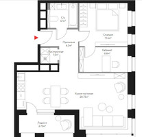 Планировка двухкомнатной(квартира) площадью 58.4 квадратных метров в “ЖК Время”