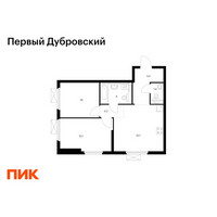 Планировка двухкомнатной(квартира) площадью 50.6 квадратных метров в “ЖК Первый Дубровский”