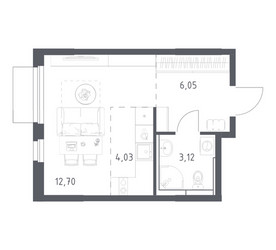 Планировка студии(квартира) площадью 25.9 квадратных метров в ЖК “ЖК Мытищи Парк”