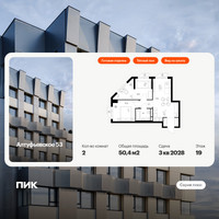 Планировка двухкомнатной(квартира) площадью 50.4 квадратных метров в “ЖК Алтуфьевское 53”