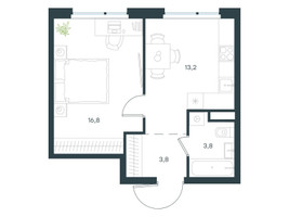 Планировка однокомнатной(квартира) площадью 37.6 квадратных метров в “ЖК Левел Лесной”