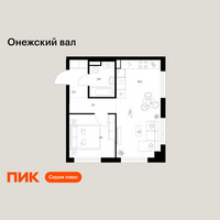Планировка однокомнатной(квартира) площадью 38.5 квадратных метров в “ЖК Онежский вал”