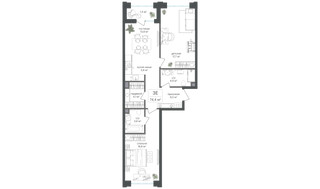 Планировка трехкомнатной(квартира) площадью 73 квадратных метров в “ЖК Михалковский”