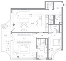 Планировка двухкомнатной(квартира) площадью 168.9 квадратных метров в “Клубный дом PHANTOM (Фантом)”