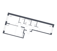 Планировка двухкомнатной(квартира) площадью 57.77 квадратных метров в “ЖК Молжаниново”