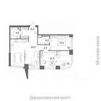 Планировка двухкомнатной(квартира) площадью 86.9 квадратных метров в “ЖК СТОУН Блик”