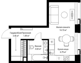Планировка студии(квартира) площадью 30.93 квадратных метров в ЖК “ЖК Веер”