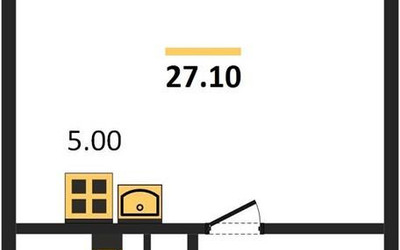 Планировка студии(квартира) площадью 27.1 квадратных метров в ЖК “ЖК Первый Лермонтовский”
