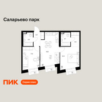 Планировка двухкомнатной(квартира) площадью 58.1 квадратных метров в “ЖК Саларьево парк”