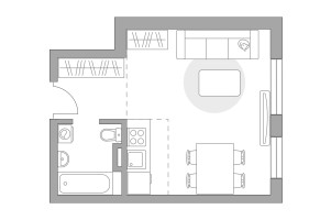 Планировка студии(квартира) площадью 29.12 квадратных метров в “ЖК Аникеевский”