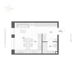 Планировка студии(квартира) площадью 30 квадратных метров в ЖК “ЖК АРТЕЛЬ”