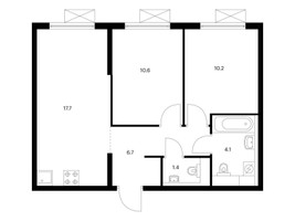 Планировка двухкомнатной(квартира) площадью 50.7 квадратных метров в “ЖК Люблинский парк”