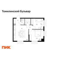 Планировка двухкомнатной(квартира) площадью 54.1 квадратных метров в “ЖК Томилинский бульвар”