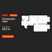 Планировка однокомнатной(квартира) площадью 39.2 квадратных метров в “ЖК Саларьево парк”