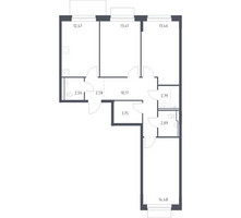 Планировка трехкомнатной(квартира) площадью 78.56 квадратных метров в “ЖК Новое Внуково”