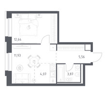 Планировка однокомнатной(квартира) площадью 38.07 квадратных метров в “ЖК Верейская 41”