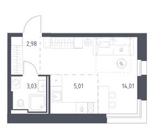 Планировка студии(квартира) площадью 25.03 квадратных метров в “ЖК Заречье Парк”