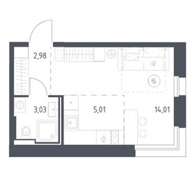 Планировка студии(квартира) площадью 25.03 квадратных метров в ЖК “ЖК Заречье Парк”