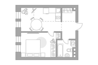 Планировка однокомнатной(квартира) площадью 41.52 квадратных метров в ЖК “ЖК Павелецкая от Гранель”