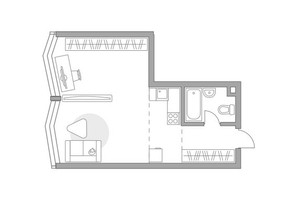 Планировка однокомнатной(квартира) площадью 40.36 квадратных метров в “ЖК Мневники от Гранель”