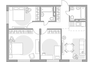 Планировка 4+ комнатной(квартира) площадью 71.01 квадратных метров в ЖК “ЖК Аникеевский”