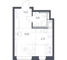 Планировка студии(квартира) площадью 25.89 квадратных метров в “ЖК Большое Путилково”