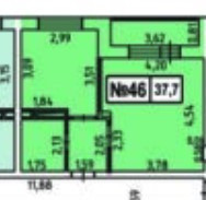 Планировка однокомнатной(квартира) площадью 38 квадратных метров в “ЖК Терра”