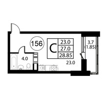 Планировка студии(квартира) площадью 28.9 квадратных метров в “ЖК Космос”