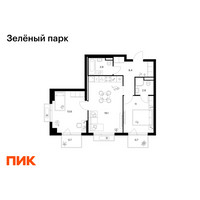 Планировка двухкомнатной(квартира) площадью 60.2 квадратных метров в “ЖК Зеленый парк”