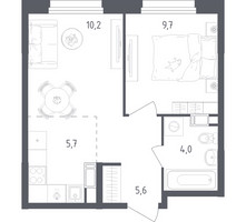 Планировка однокомнатной(квартира) площадью 35.2 квадратных метров в “ЖК Ольховый Квартал”